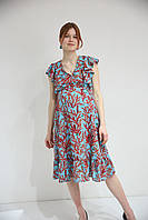 Сукня для вагітних літня Pregnant Style "Квітки" 44 блакитна