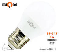 Лампа LED BT-543 G45 4W E27 3000K матовая Biom 00-00001413