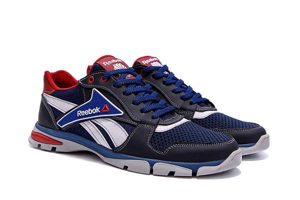Кросівки чоловічі літні шкіряні сітка сині Reebok Street Style Blue, фото 1