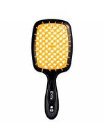Гребінець для волосся Kodi Soft Touch, чорна з помаранчевими зубцями