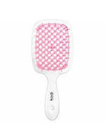 Гребінець для волосся Kodi Soft Touch, біла з світло-рожевими зубцями