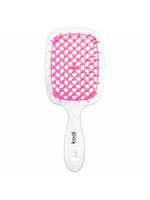 Гребінець для волосся Kodi Soft Touch, біла з рожевими зубцями