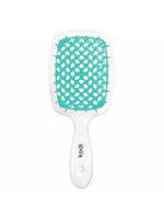 Гребінець для волосся Kodi Soft Touch, біла з бірюзовими зубцями