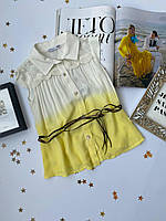 Летняя блузка с коротким рукавом на девочку с кожаным пояском 161030 Busra, Зелёный, Для девочек, Лето, 9 лет