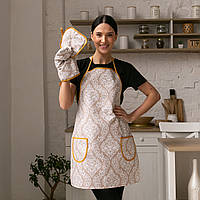 Кухонний набір водовідштовхувальний "Вензелі бежевий" 3 предмета