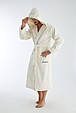 Велюровий халат чоловічий з капюшоном, халат чоловічий махровий від виробника Nusa домашній Кремовий, фото 2