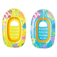 Детская надувная лодочка 34036, рыбки, 112-71см, 2 цвета, в кор-ке