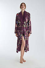 Домашній натуральний халат довгий сатиновий, халати жіночі натуральні бавовна утеплений Фіолетовий