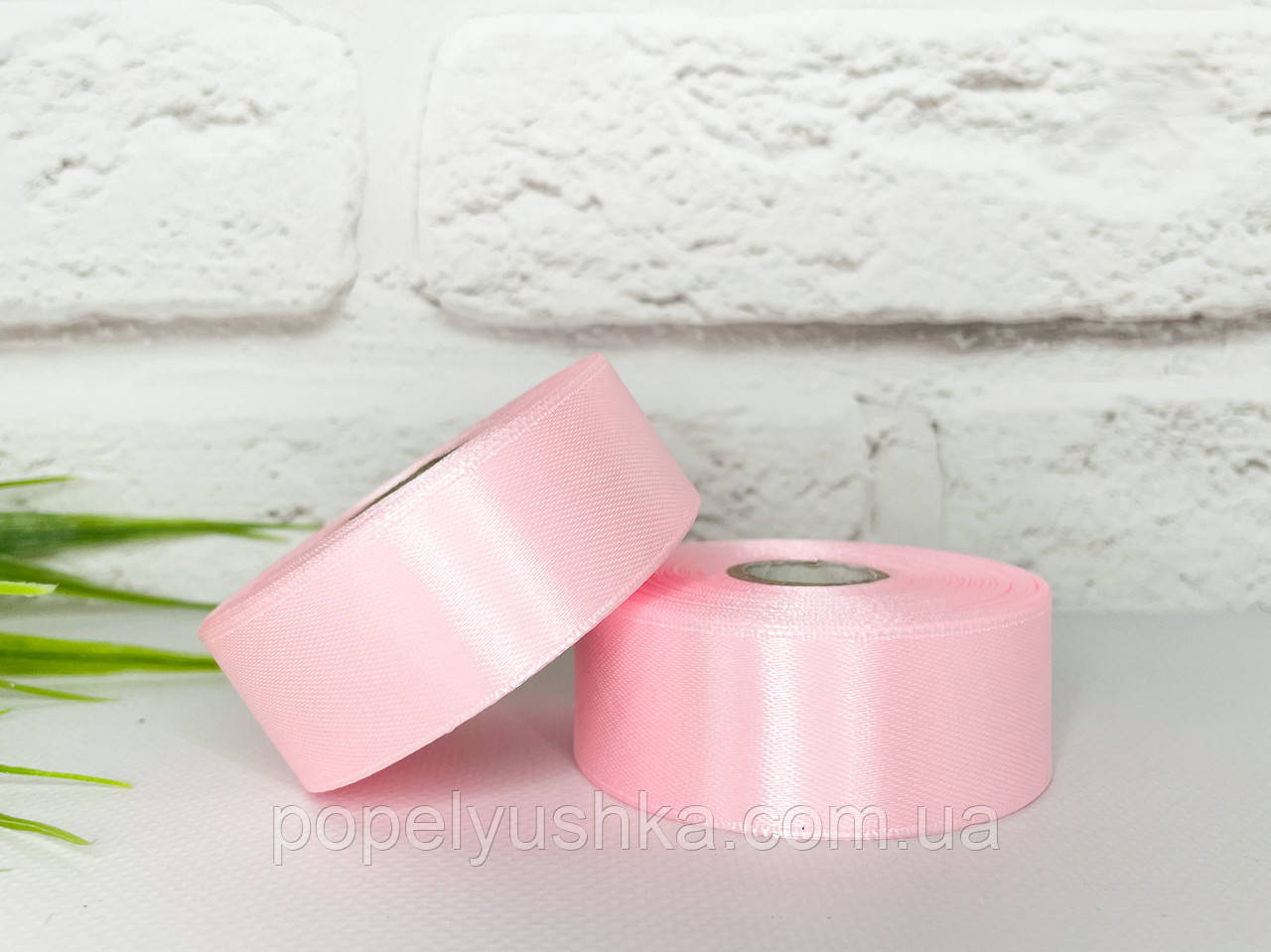 Стрічка атласна 2,5 см світло-рожева, фото 1