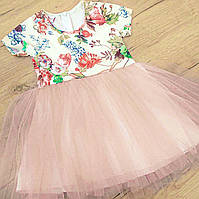 98 2-3 года нарядный летний сарафан праздничное платье для девочки с цветами фатиновой юбкой 4936 РЗВ