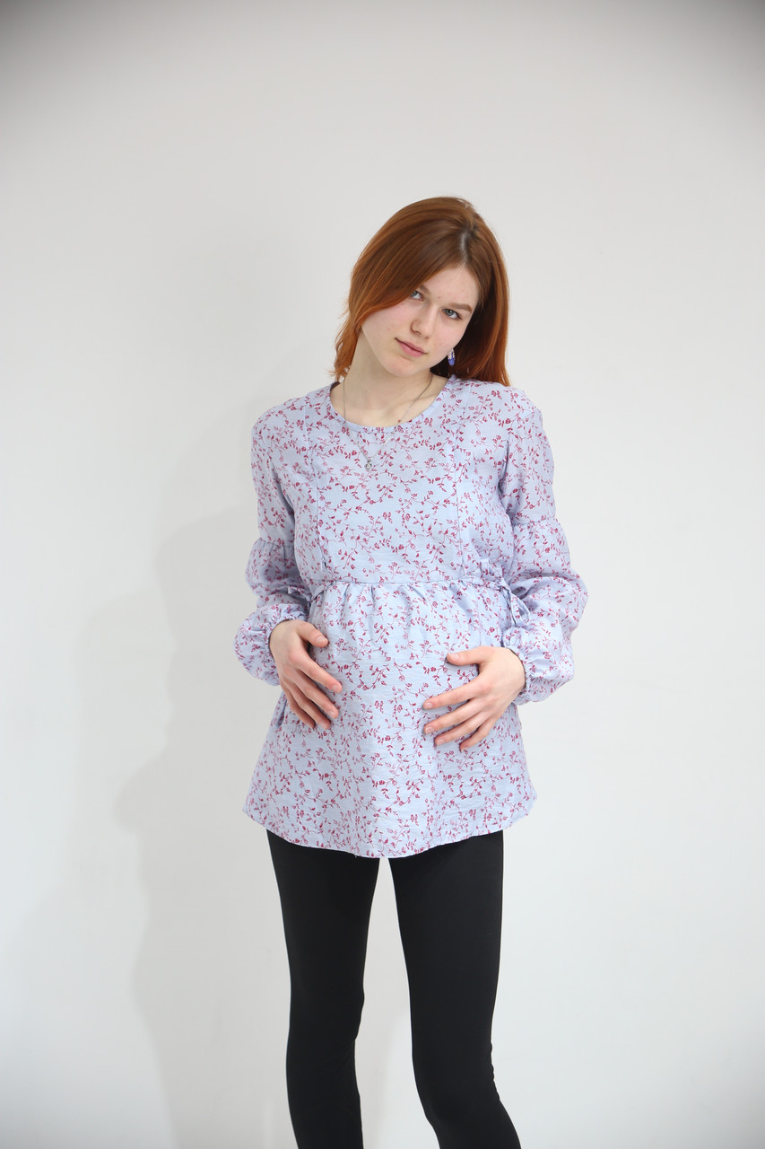 Блуза літня для вагітних та годуючих Pregnant Style Шарлотта 42 блакитна