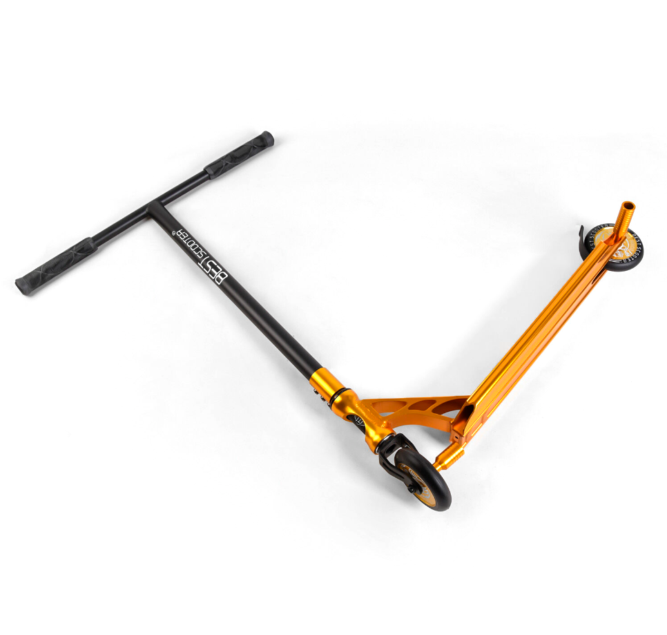 Труковий самокат Best Scooter жовтий HIC-система пеги алюмінієвий диск та дека анодоване фарбування PU 110мм
