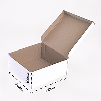 Коробка для торта, чизкейка, пирога 260х260х100 мм белая, крафтовая картонная упаковка