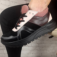 Стильні жіночі чорні кросівки із натуральної шкіри для дівчат від виробника розмір 36 37 38 39 40 41, фото 2