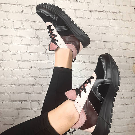 Стильні жіночі чорні кросівки із натуральної шкіри для дівчат від виробника розмір 36 37 38 39 40 41, фото 2