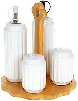 Набір ємності для спецій для олії оцту солі перцю Bona Purity 17х17х20 см Білий (DP186247)