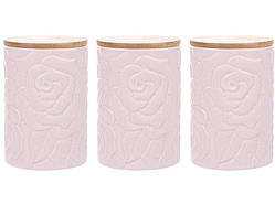 Банки Lefard Porcelain Rose Pink 3 шт 500 мл Рожевий (AL186529)