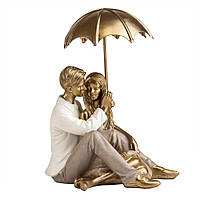 Фігурка декоративна Lefard AL186618 Lovers under an umbrella 17x14x13 cm Золотистий