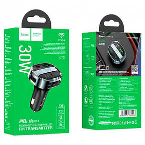 FM-трансмітер Hoco E70 PD30W + QC3.0 car BT FM transmitter Black ( Уцінка, без упаковки ), фото 4