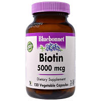 Витамин Bluebonnet Nutrition Биотин (B7) 5000 мкг, Biotin, 120 вегетарианских капсул (BLB0448)