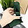 Затискач для грошей шкіряний на кнопці HC0051 зелений з кишенею для карт, фото 6