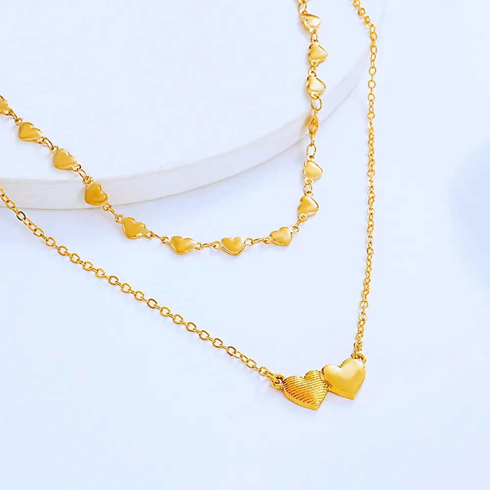 Двошарова підвіска з серцями кулон серце кольє серця, фото 1