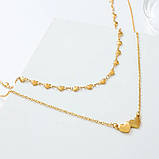 Двошарова підвіска з серцями кулон серце кольє серця, фото 3