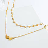 Двошарова підвіска з серцями кулон серце кольє серця, фото 4