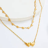 Двошарова підвіска з серцями кулон серце кольє серця, фото 5