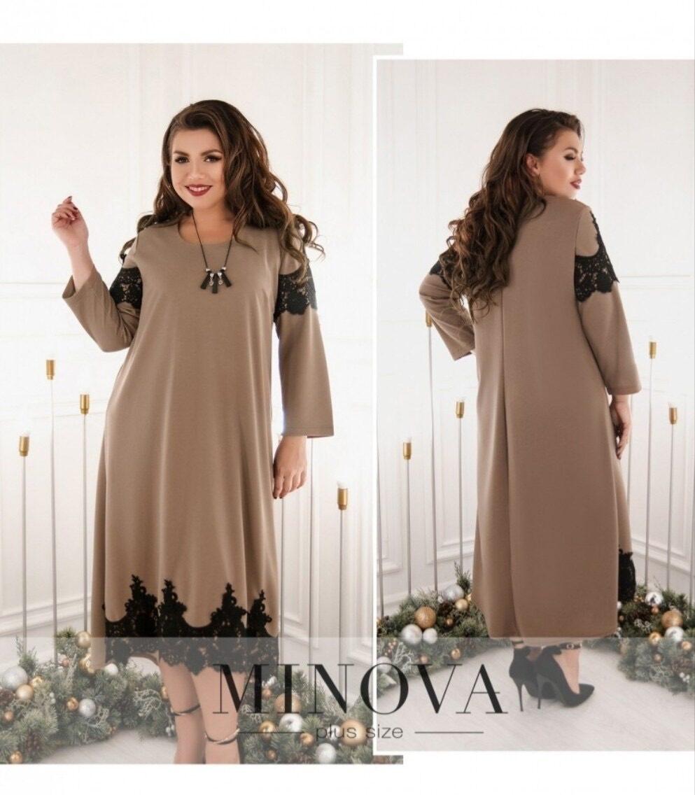 Неймовірна жіноча сукня А-силуету, тканина "Креп-Дайвинг" 52, 54, 56, 58 размер 52