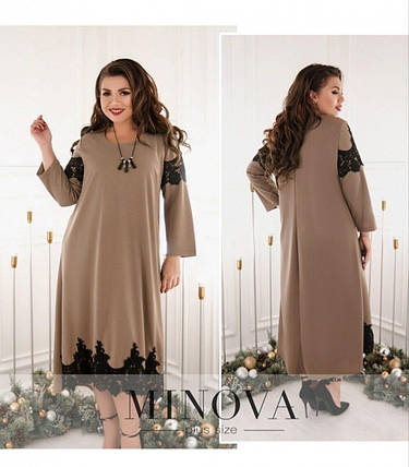 Неймовірна жіноча сукня А-силуету, тканина "Креп-Дайвинг" 52, 54, 56, 58 размер 52, фото 1