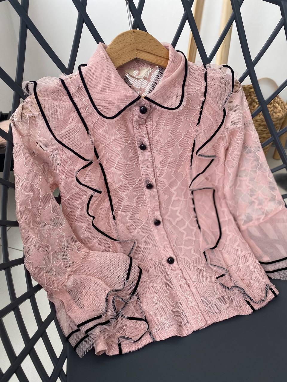 Рожева блузка на дівчинку 3507, china, Рожевий, Для дівчаток, Весна Осінь, 122, фото 1