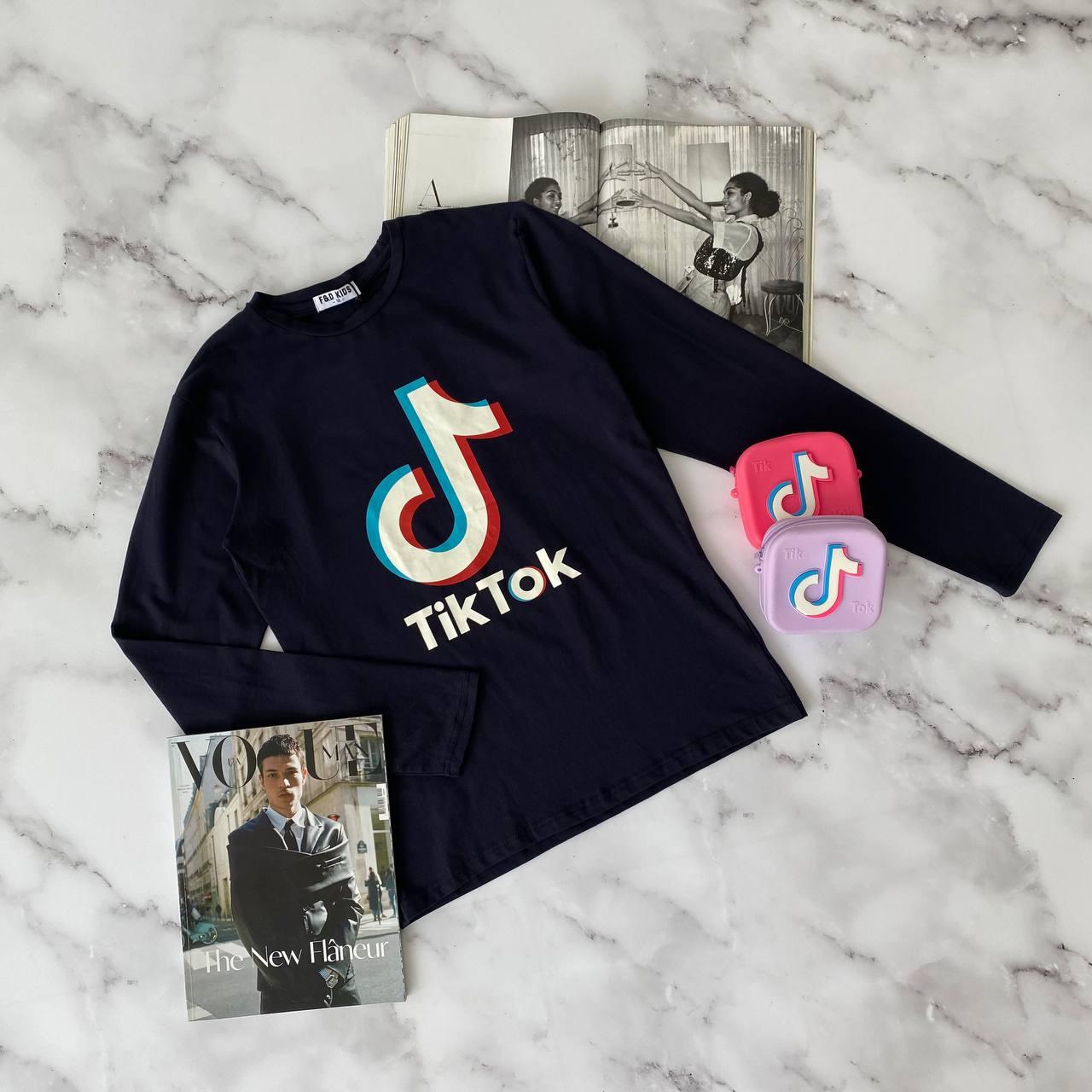 Дитяча кофта tik tok Чорна WX-2026 F&D Kids, Черный, Унисекс, Лето, 10/12 лет, фото 1