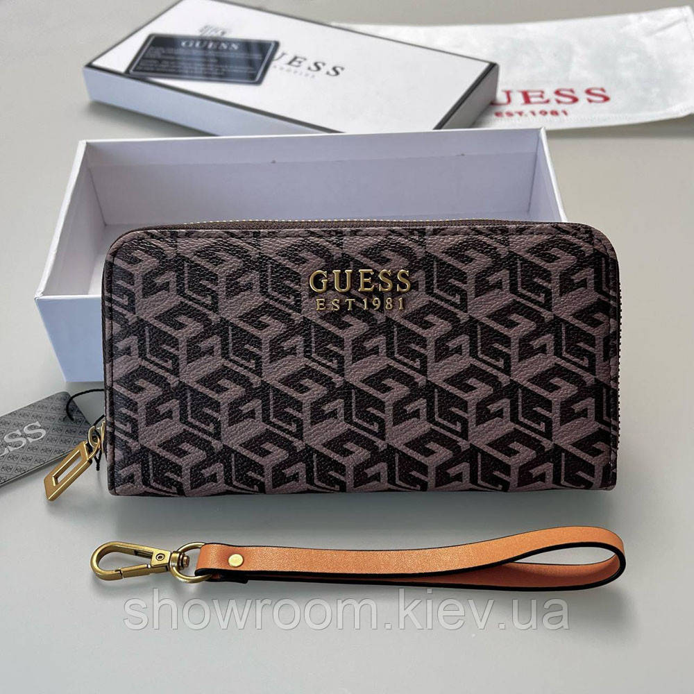 Жіночий гаманець на змійці Guess (7594) коричневий