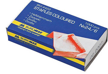 Скоби Buromax №24/6 1000 шт. Різнокольорові (BM.4422)