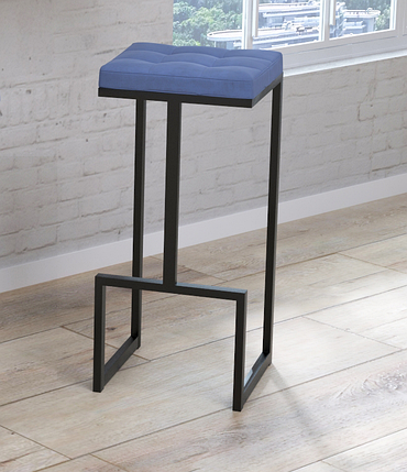 Барний стілець BS-3 soft велюр синій / нога чорна TM Loft design, фото 1