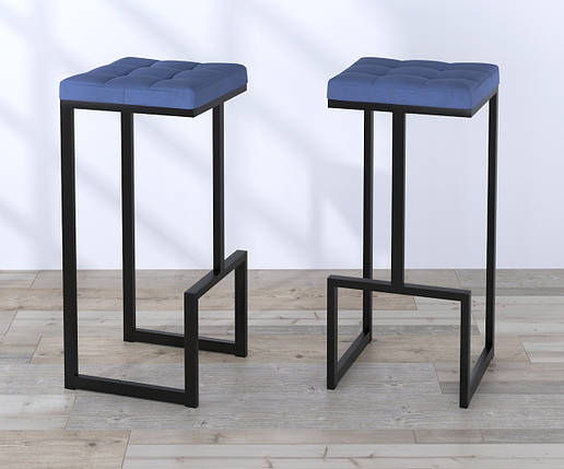 Барний стілець BS-3 soft велюр синій / нога чорна TM Loft design, фото 2