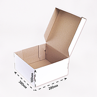 Коробка белая картонная для торта, чизкейка, пирога 200х200х100 мм, крафтовая упаковка