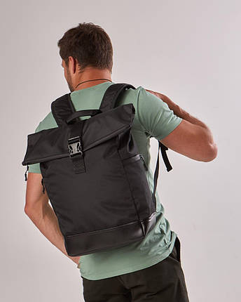 Ролтоп рюкзак трансформер, Rolltop Backpack чорний, фото 2