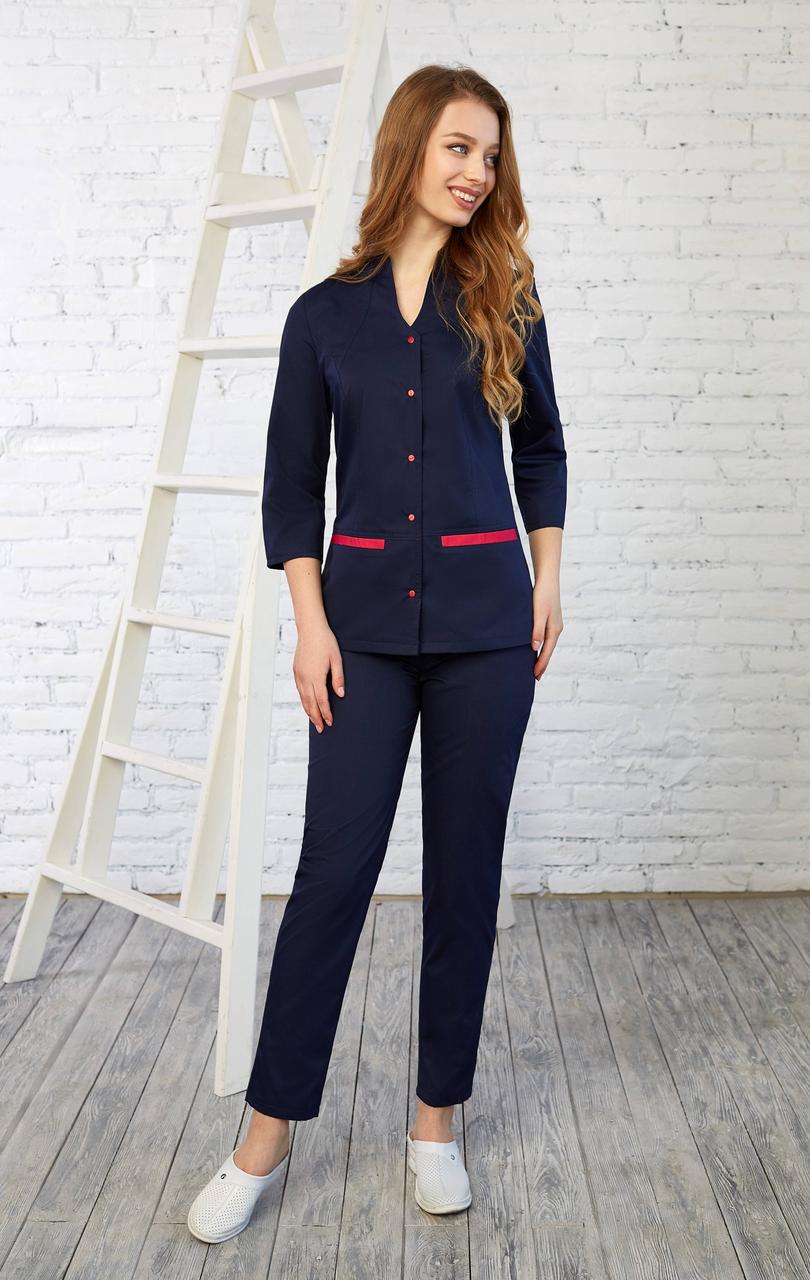Жіночий медичний костюм Камілла синій - Костюм косметолога - Костюм масажиста