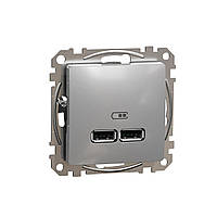 USB розетка тип A+A 2,1A Алюміній Sedna Design Schneider Electric SDD113401