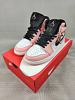 Кроссовки женские подростковые Nike Air Jordan 1 Mid Arctic Orange