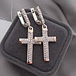 Срібні сережки із золотими вставками і фіанітами Хрестики, фото 8