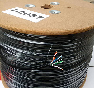 Кабель вита пара UTP зовнішній із тросом 4х2х0.51 мідний KW-Link,305м