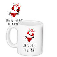 Чашка з принтом Life is better in a bikini 330 мл (KR_EX003)
