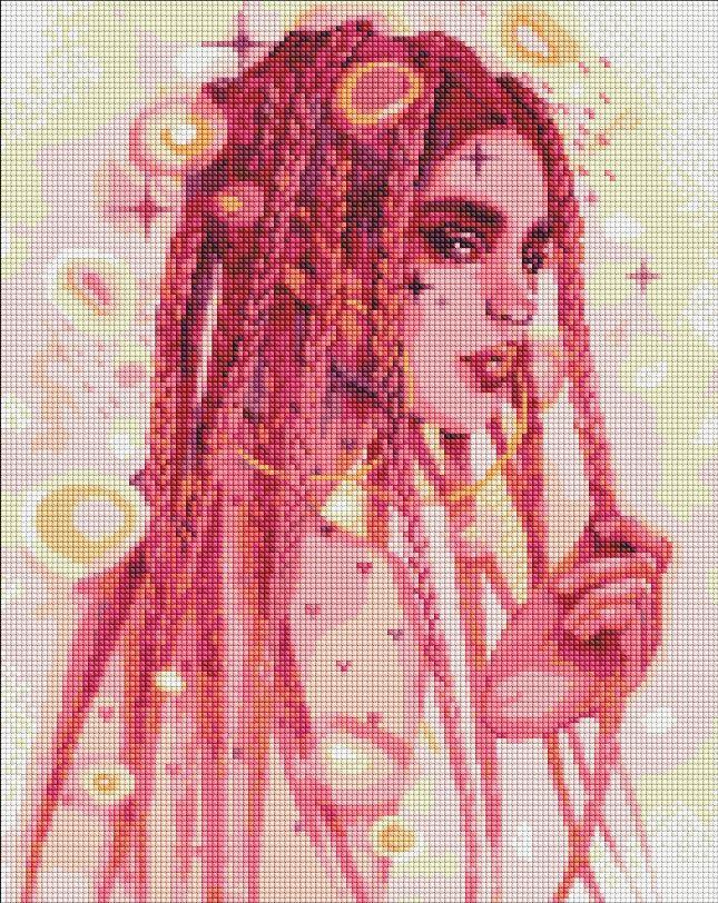 Картина стразами Ідейка Дивовижна незнайомка ©lesya_nedzelska_art (AMO7495) 40 х 50 см (На підрамнику)