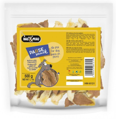 HauandMiau Ласощі для собак вуха кролика з куркою, 500 г, фото 1