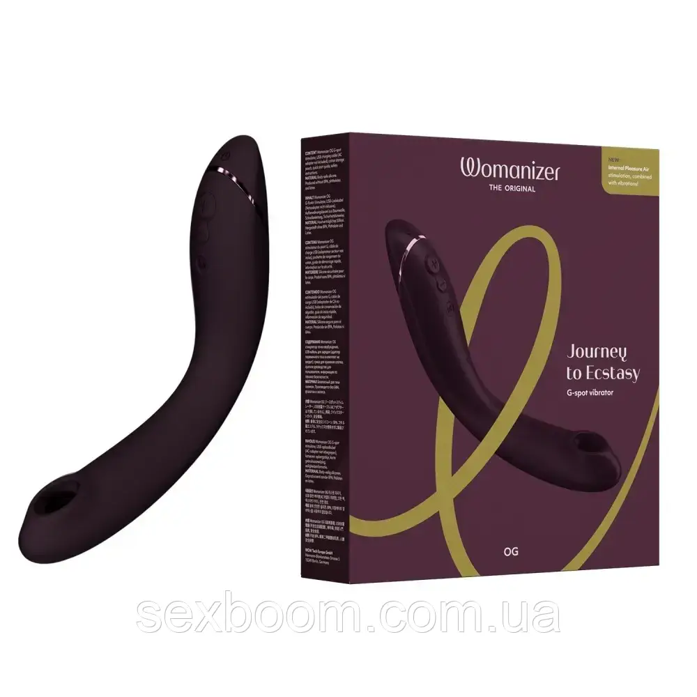 Вібратор для точки G c вакуумною стимуляцією Womanizer OG Aubergine, фото 1
