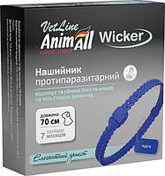 AnimAll VetLine Wicker 70 см - Нашийник протипаразитарний Вікер для собак і котів від бліх і кліщів індіго син