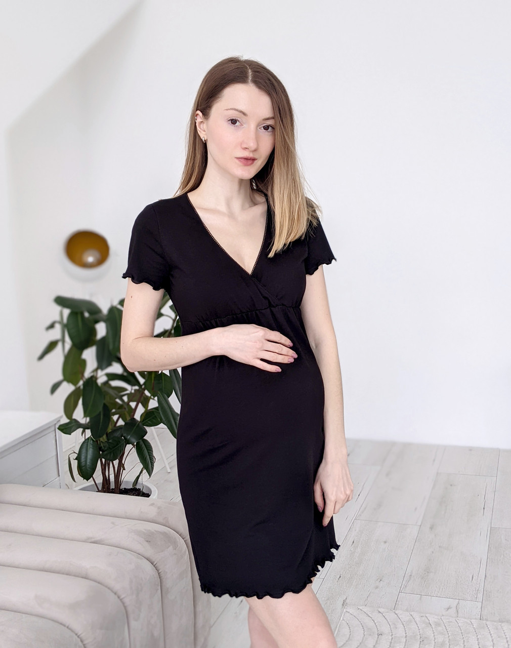 Сорочка для вагітних та годуючих грудьми матусь (чорний)